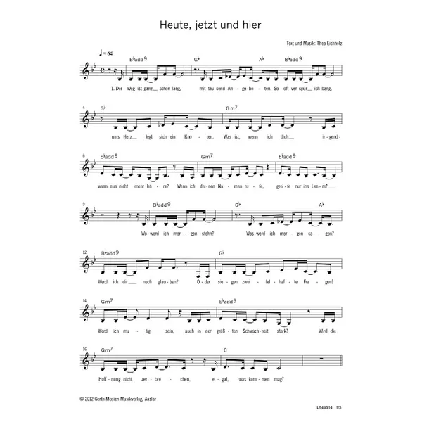 Produktbild des Artikels Heute, jetzt und hier (Noten - Download)