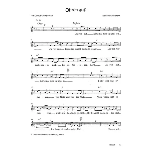 Produktbild des Artikels Ohren auf (Noten - Download)