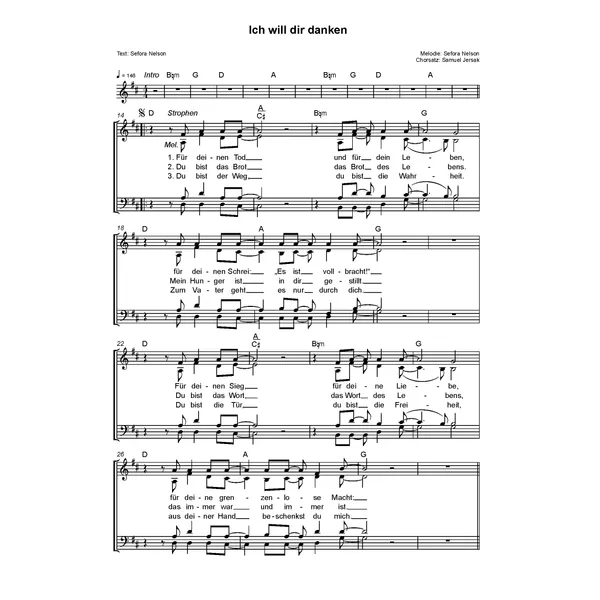 Produktbild des Artikels Ich will dir danken (Noten - Download)
