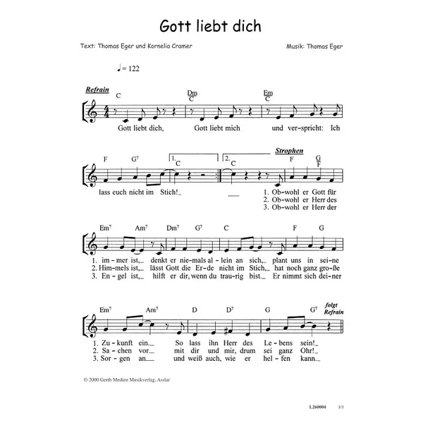 Produktbild des Artikels Gott liebt dich (Noten - Download)