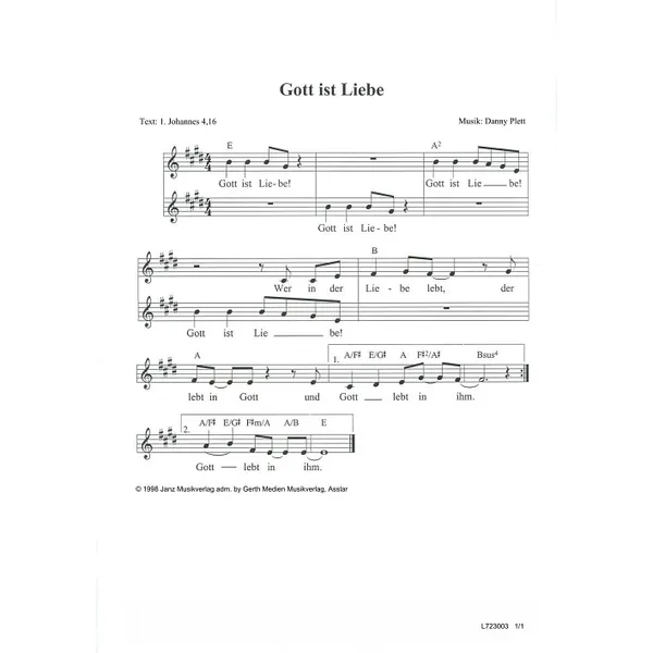 Produktbild des Artikels Gott ist Liebe (Noten - Download)