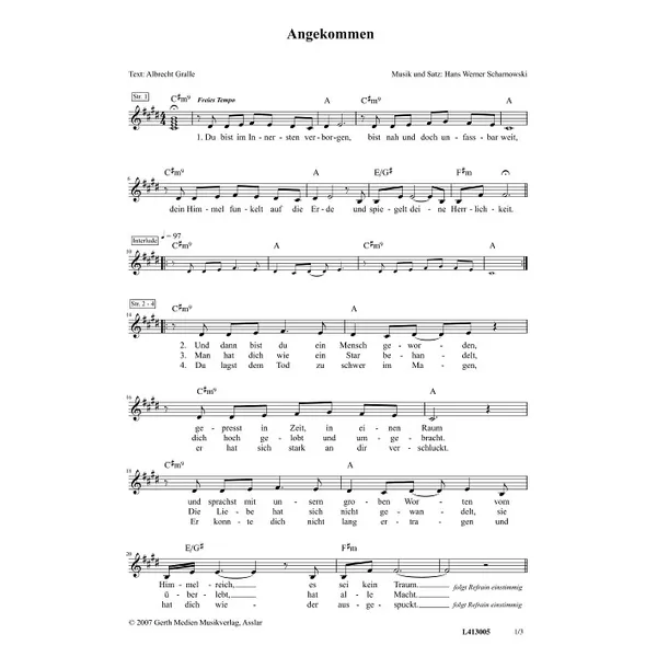 Produktbild des Artikels Angekommen (Noten - Download)