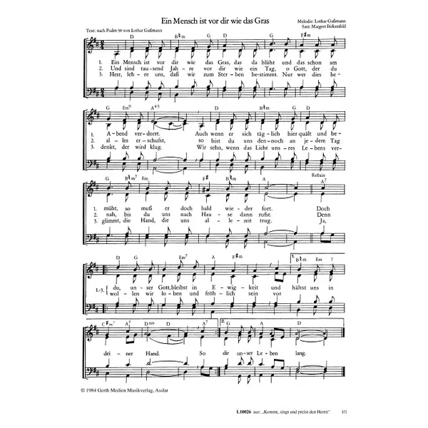 Produktbild des Artikels Ein Mensch ist vor dir wie das Gras (Noten - Download)