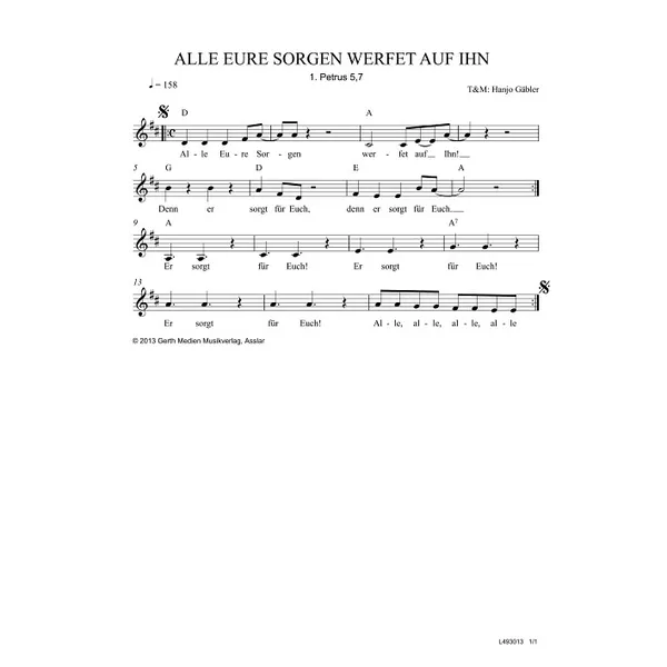Produktbild des Artikels Alle eure Sorgen werfet auf ihn (Noten - Download)