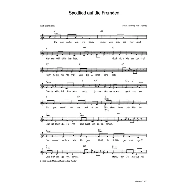 Produktbild des Artikels Spottlied auf die Fremden (Noten - Download)