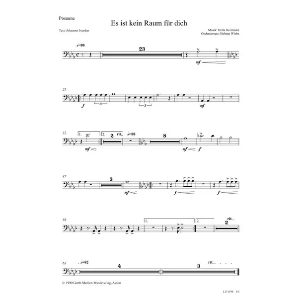 Produktbild des Artikels Es ist kein Raum für dich (Posaune) (Noten - Download)