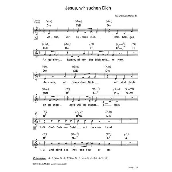 Produktbild des Artikels Jesus, wir suchen Dich (Noten - Download)