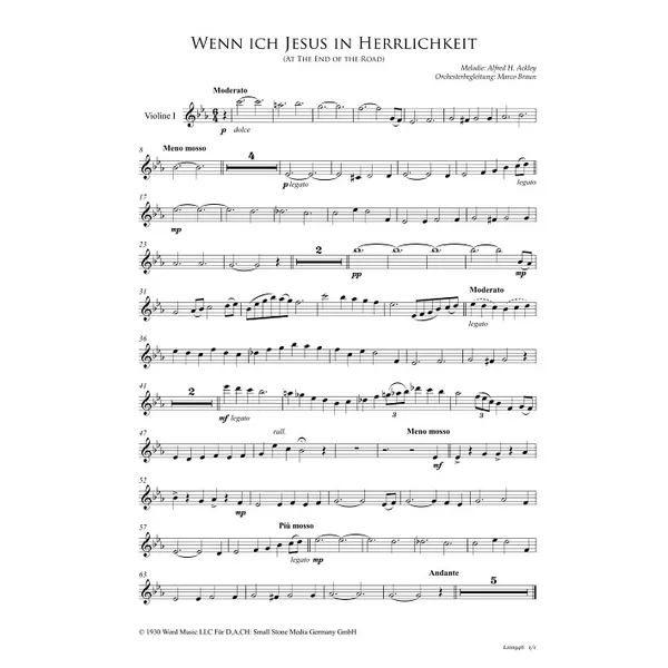 Produktbild des Artikels Wenn ich Jesus in Herrlichkeit (Violine 1) (Noten - Download)