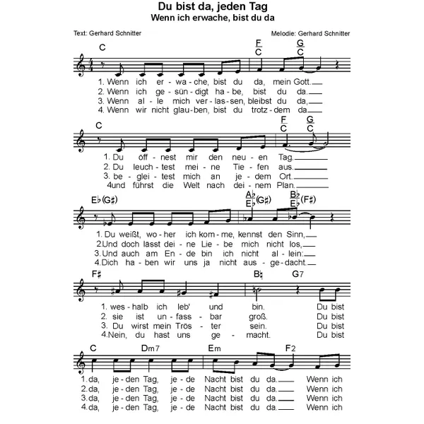 Produktbild des Artikels Du bist da jeden Tag (Noten - Download)