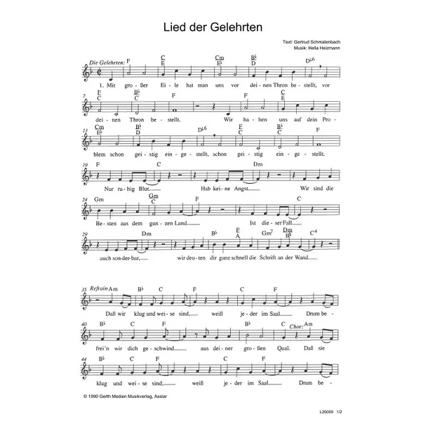 Produktbild des Artikels Lied der Gelehrten (Noten - Download)