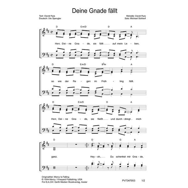 Produktbild des Artikels Deine Gnade fällt (Noten - Download)