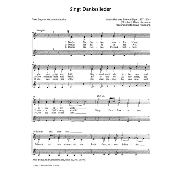 Produktbild des Artikels Singt Dankeslieder (Noten - Download)
