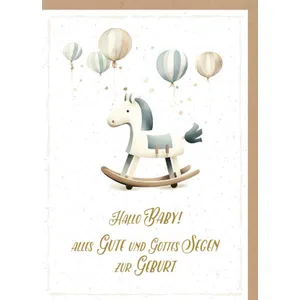 Produktbild des Artikels Faltkarte "Hallo Baby" - Schaukelpferd (Schreibwaren)