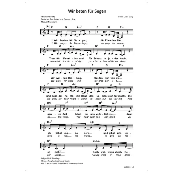 Produktbild des Artikels Wir beten für Segen (Noten - Download)