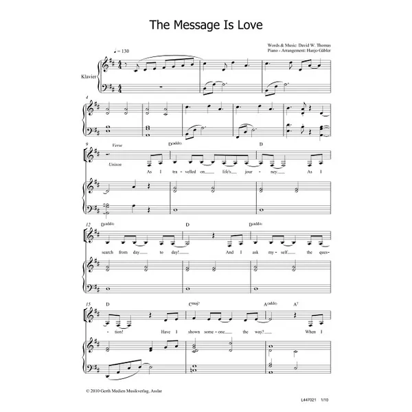 Produktbild des Artikels The Message Is Love (Noten - Download)
