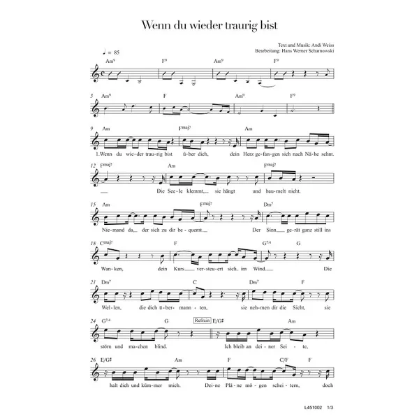 Produktbild des Artikels Wenn du wieder traurig bist (Noten - Download)