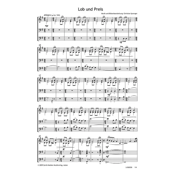 Produktbild des Artikels Lob und Preis (Noten - Download)