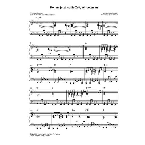 Produktbild des Artikels Komm jetzt ist die Zeit wir beten an (Noten - Download)