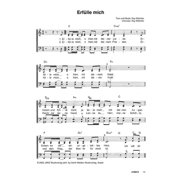 Produktbild des Artikels Erfülle mich (Noten - Download)