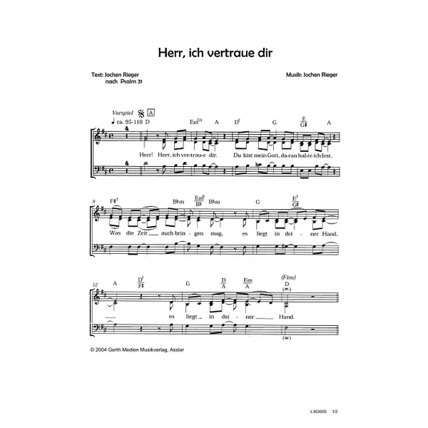 Produktbild des Artikels Herr, ich vertraue dir (Noten - Download)