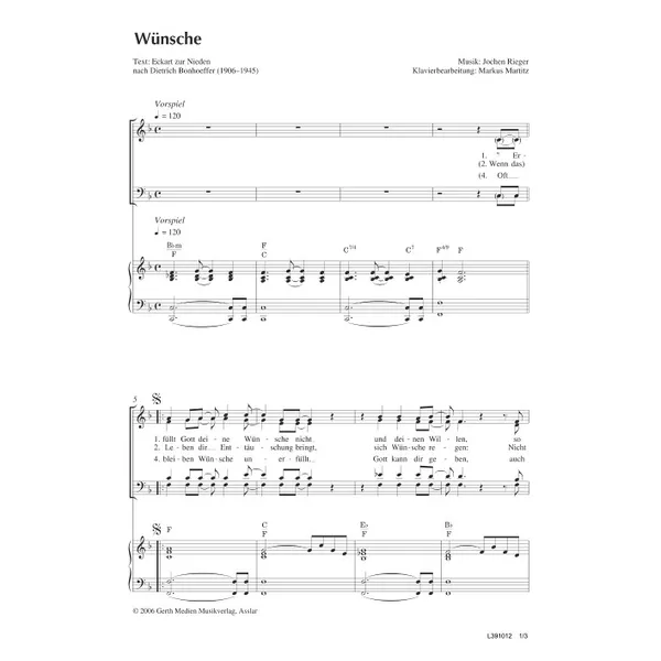 Produktbild des Artikels Wünsche (Noten - Download)