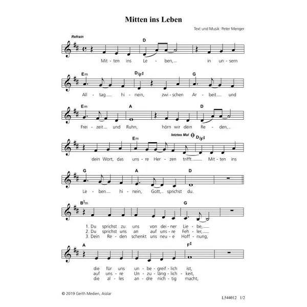Produktbild des Artikels Mitten ins Leben (Noten - Download)
