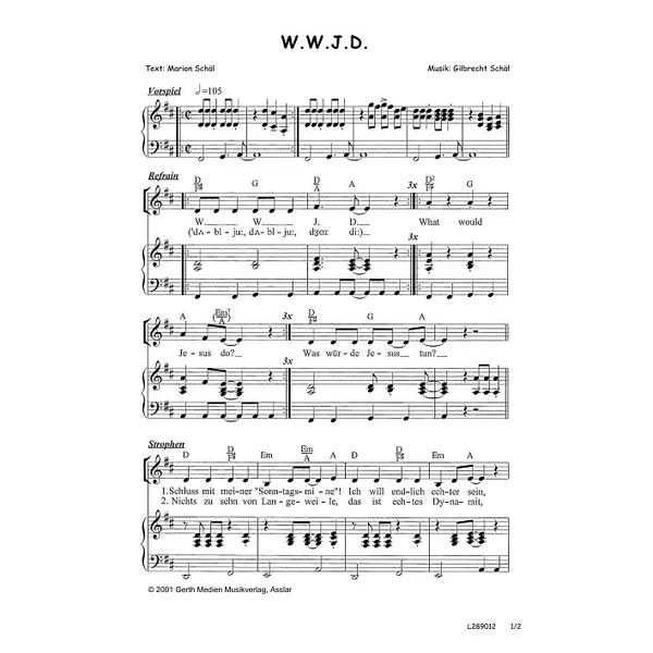Produktbild des Artikels W.W.J.D. (Noten - Download)