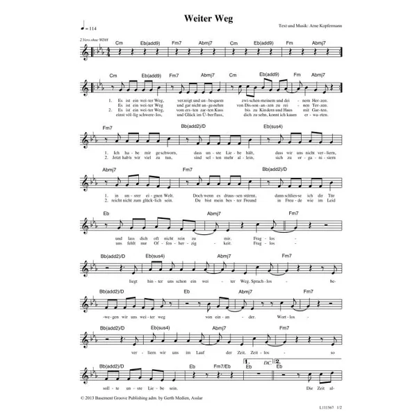 Produktbild des Artikels Weiter Weg (Noten - Download)