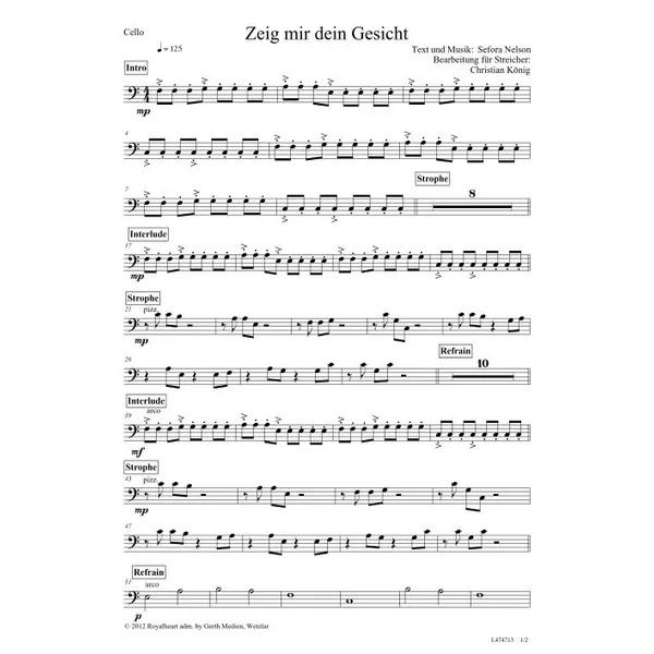 Produktbild des Artikels Zeig mir dein Gesicht (Cello) (Noten - Download)