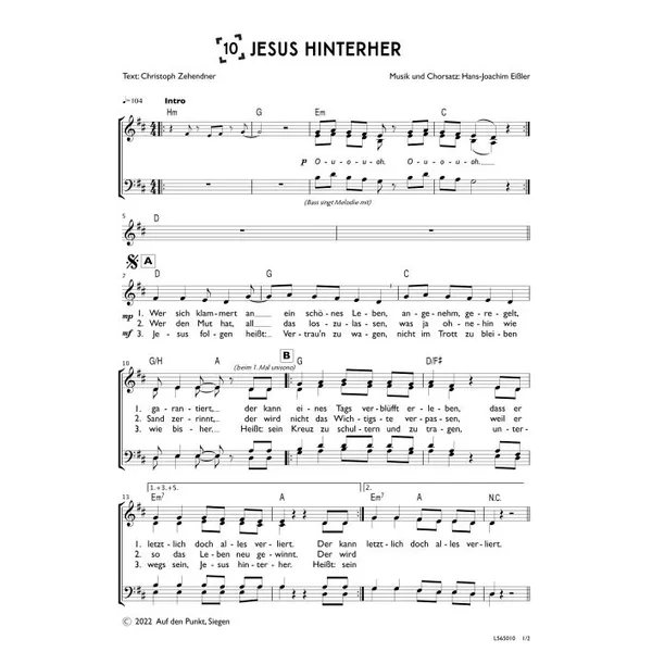 Produktbild des Artikels Jesus hinterher (Chor) (Noten - Download)