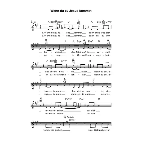 Produktbild des Artikels Wenn du zu Jesus kommst (Noten - Download)