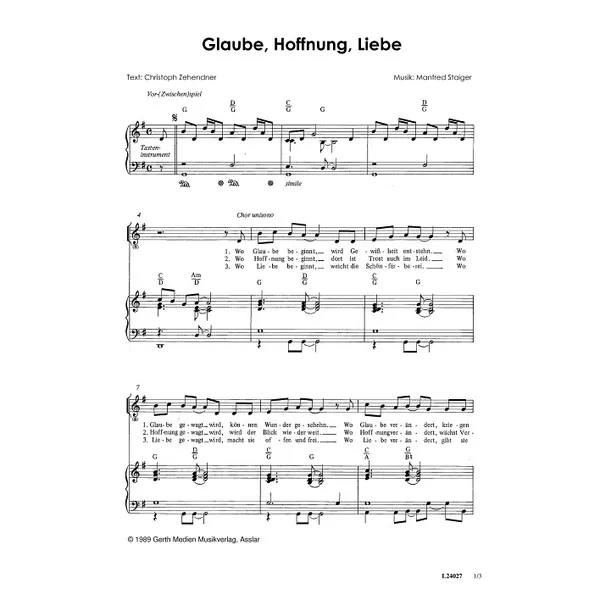 Produktbild des Artikels Glaube, Hoffnung, Liebe (Noten - Download)