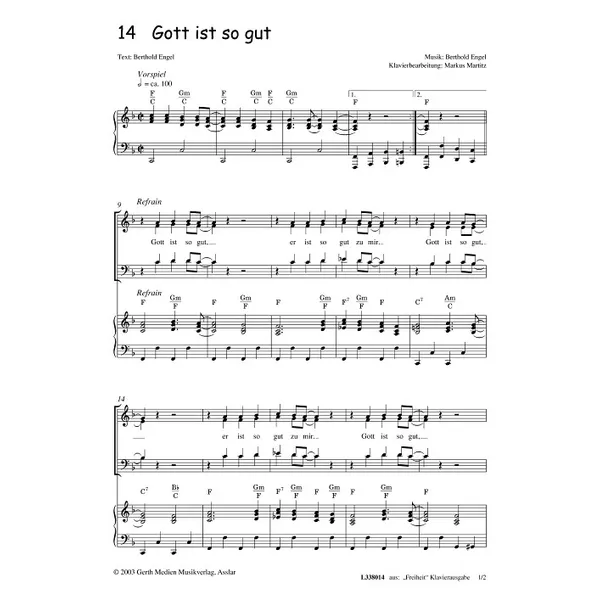 Produktbild des Artikels Gott ist so gut (Noten - Download)
