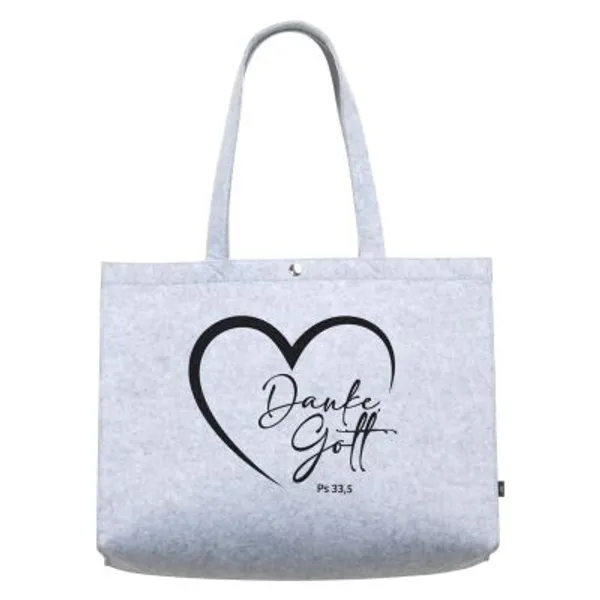 Produktbild des Artikels Filz-Einkaufsshopper "Danke, Gott" - hellgrau ()