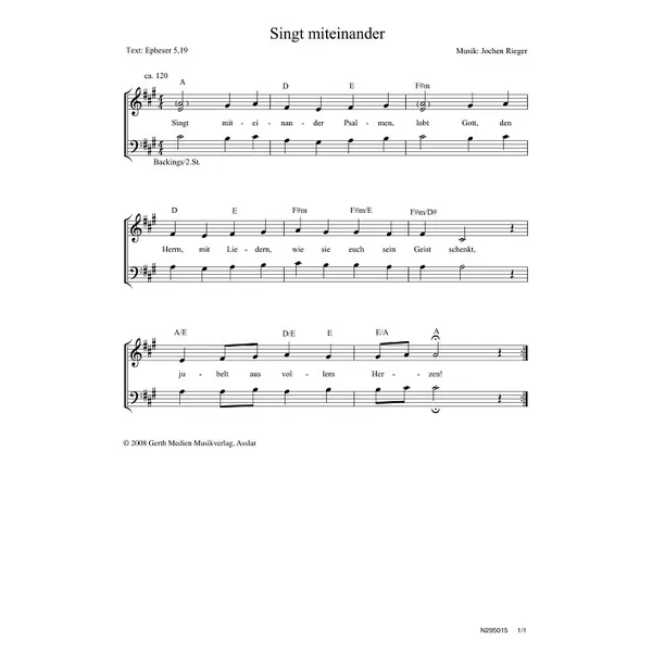 Produktbild des Artikels Singt miteinander (Noten - Download)
