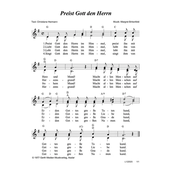 Produktbild des Artikels Preist Gott den Herrn (Noten - Download)