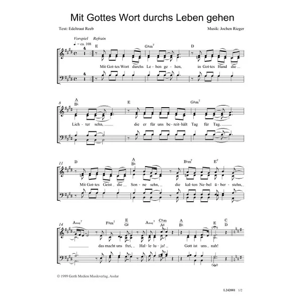 Produktbild des Artikels Mit Gottes Wort durchs Leben gehen (Noten - Download)