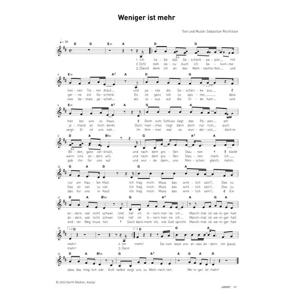 Produktbild des Artikels Weniger ist mehr (Noten - Download)