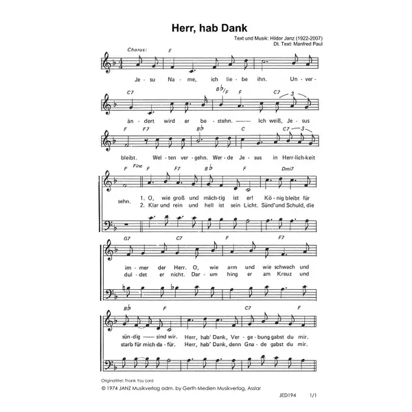 Produktbild des Artikels Herr, hab Dank (Noten - Download)