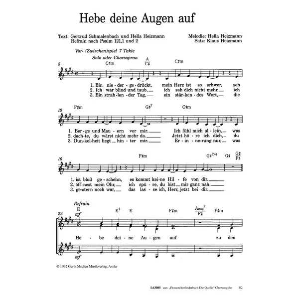 Produktbild des Artikels Hebe deine Augen auf (Noten - Download)