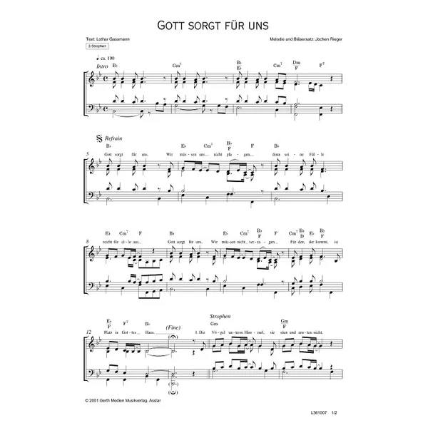 Produktbild des Artikels Gott sorgt für uns (Noten - Download)