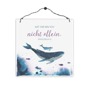 Produktbild des Artikels Holzschild quadratisch - Nicht allein (Wale) ()