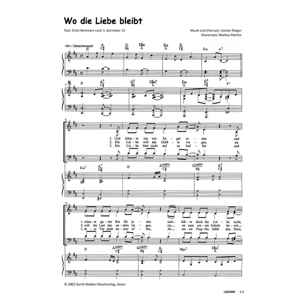 Produktbild des Artikels Wo die Liebe bleibt (Noten - Download)
