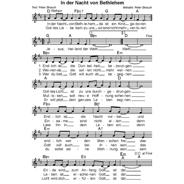 Produktbild des Artikels In der Nacht von Bethlehem (Noten - Download)