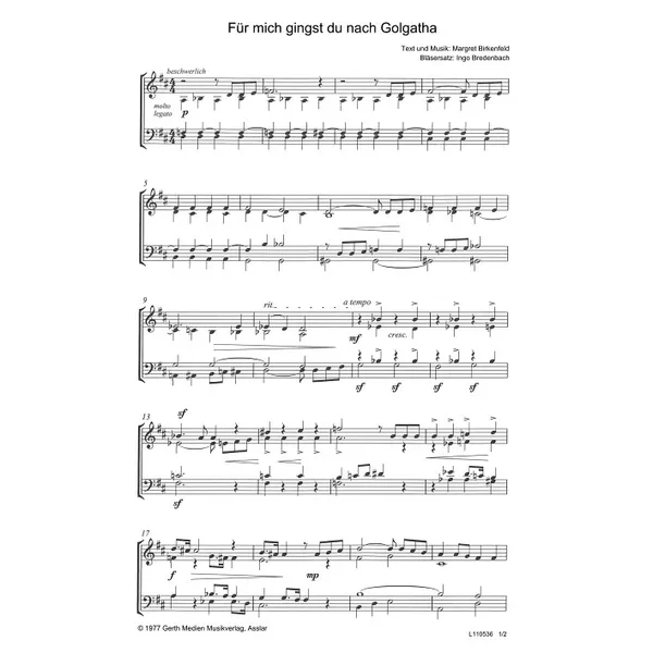 Produktbild des Artikels Für mich gingst du nach Golgatha (Noten - Download)