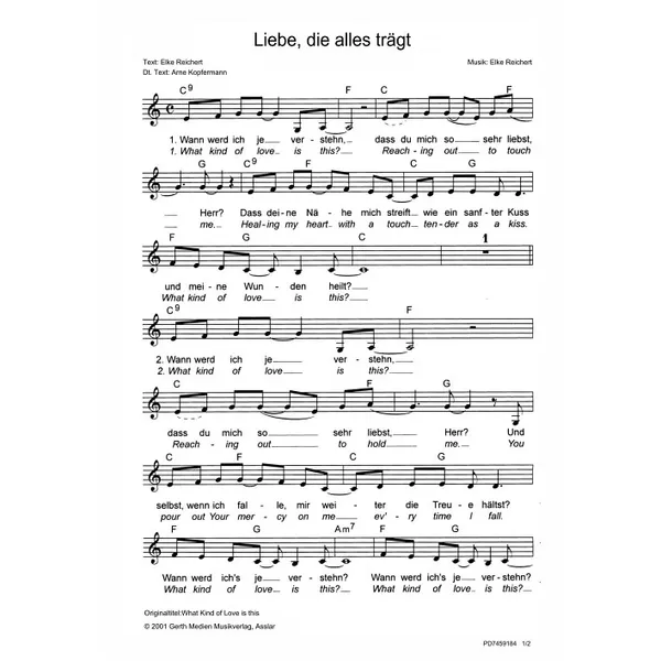 Produktbild des Artikels Liebe, die alles trägt (Noten - Download)