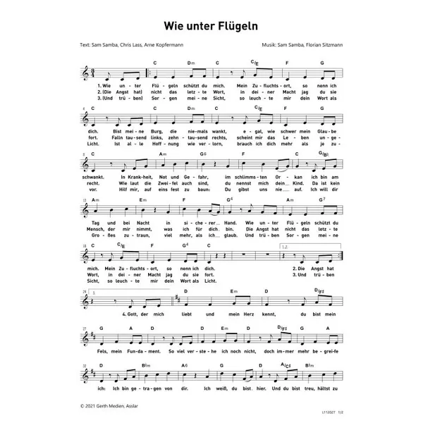 Produktbild des Artikels Wie unter Flügeln (Noten - Download)