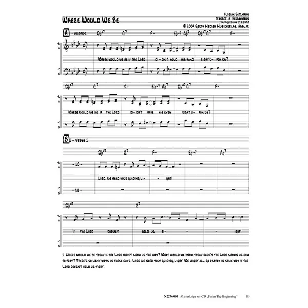Produktbild des Artikels Where Would We Be (Noten - Download)