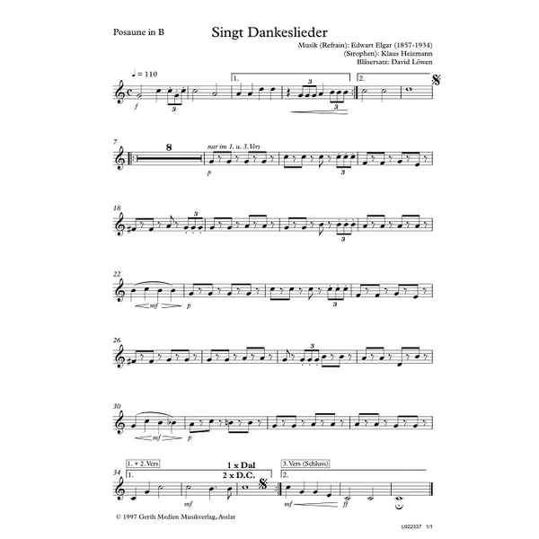 Produktbild des Artikels Singt Dankeslieder (Posaune in B) (Noten - Download)