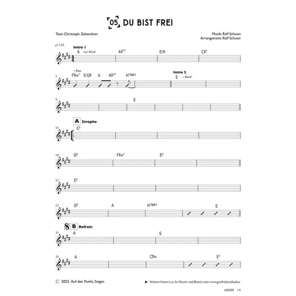 Produktbild des Artikels Du bist frei (Bandsheet) (Noten - Download)